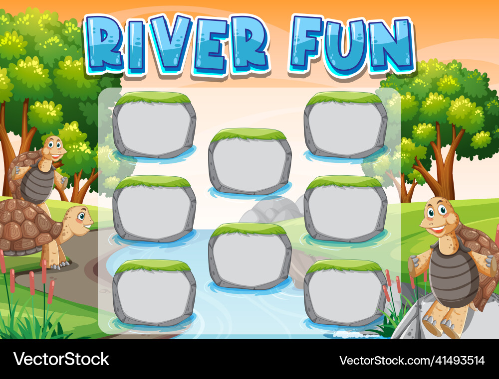 Game template with empty rocks in the river Game template with empty rocks in the river vector image