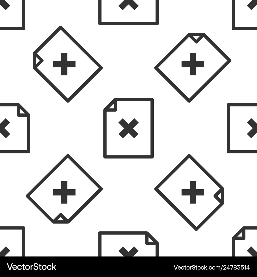 Grey delete file document icon isolated seamless Vector Image