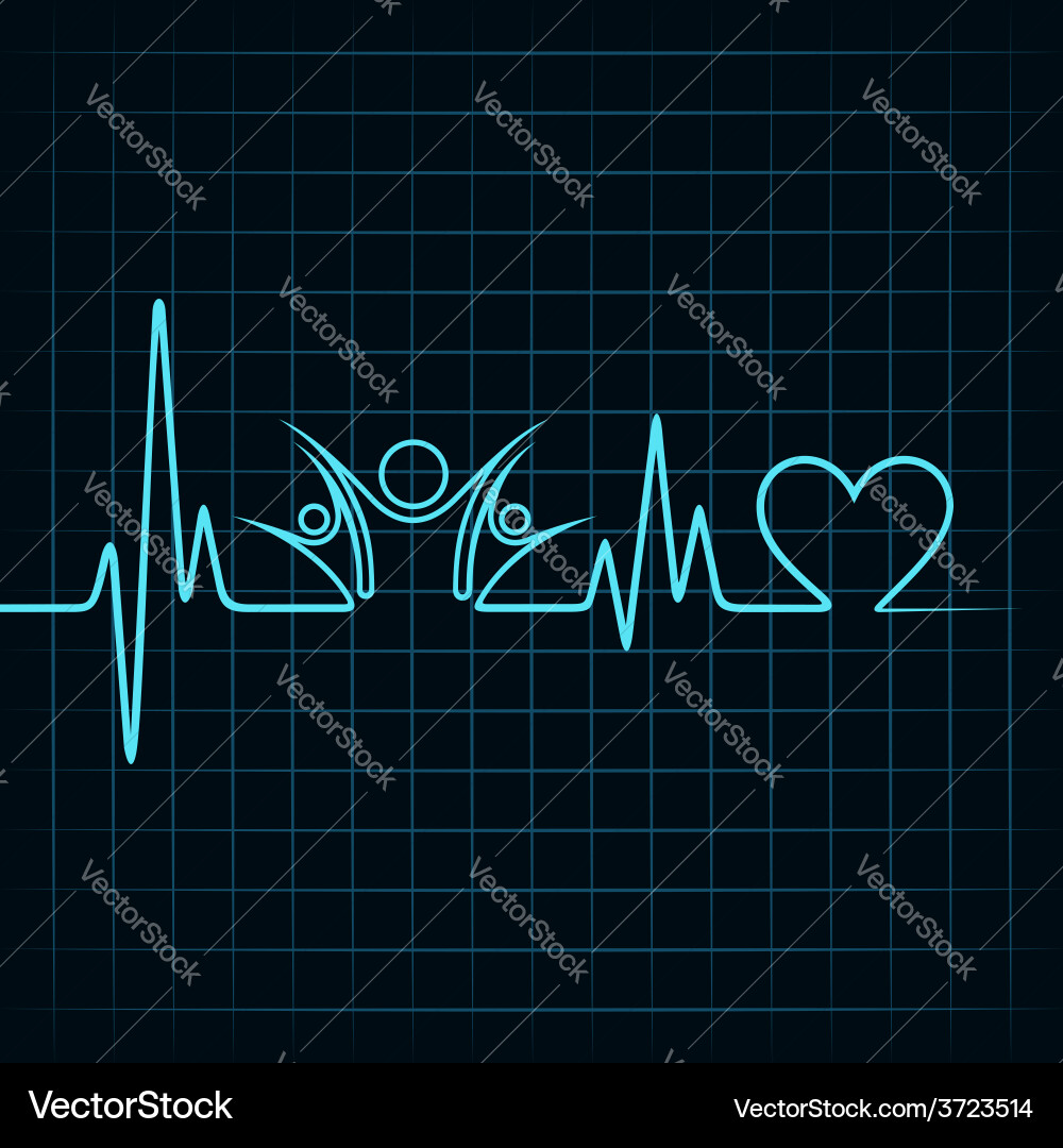 Heartbeat with a unity symbol in line vector image