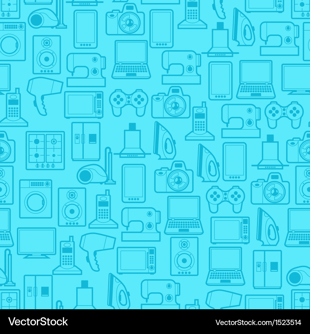 Home appliances and electronics seamless patterns Vector Image