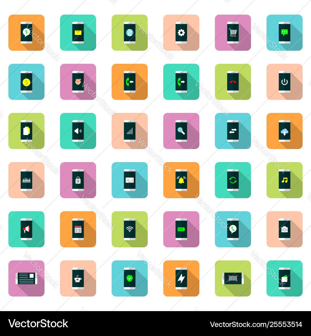 Icon set mobile function in flat style Icon set mobile function in flat style vector image
