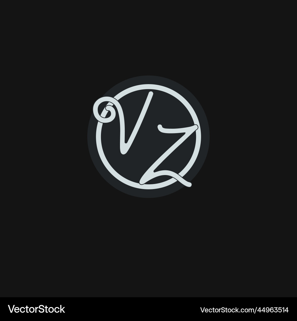 Initials vz logo monogram with simple circle line Initials vz logo monogram with simple circle line Vector Image