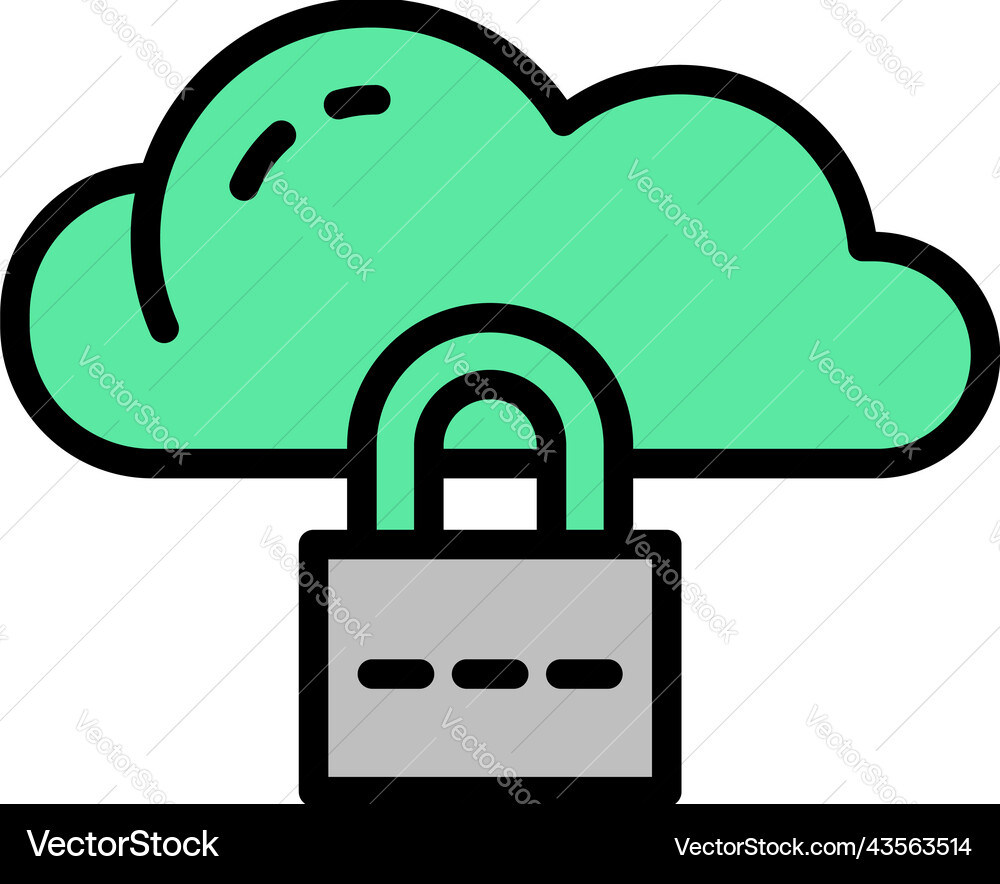 Locked data cloud icon outline computer Locked data cloud icon outline computer vector image