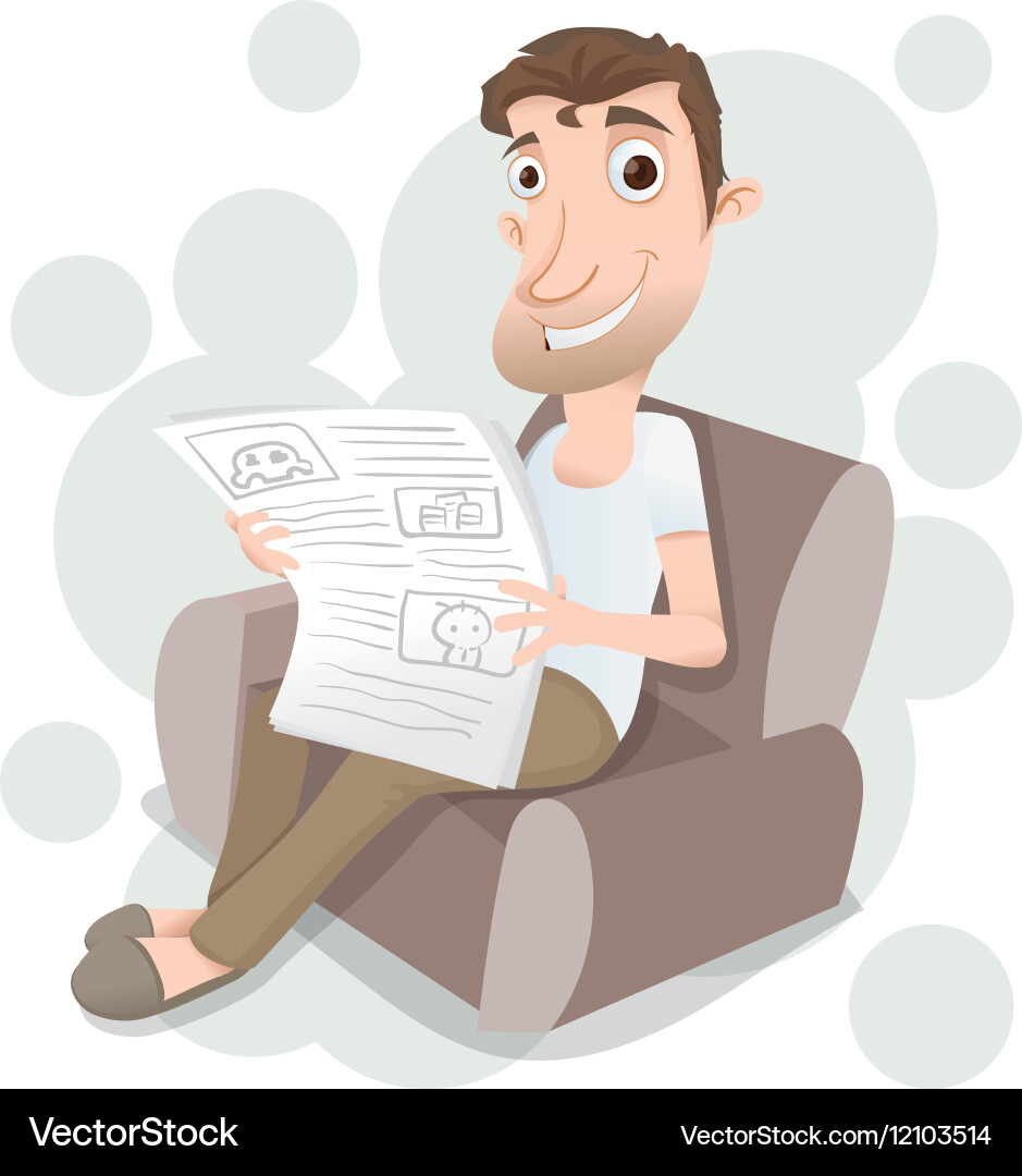 Man reading on sofa Vector Image