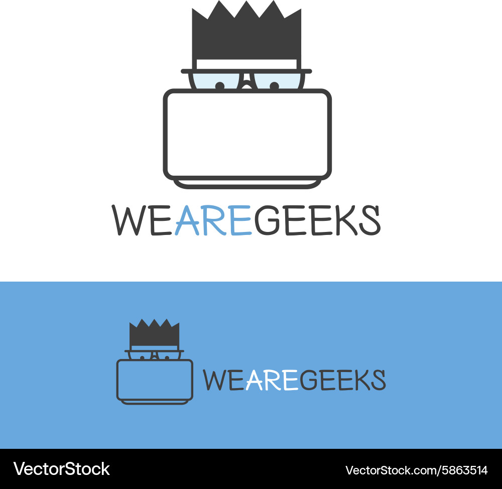 Modern Geek Logotype - Computer Nerd vector image