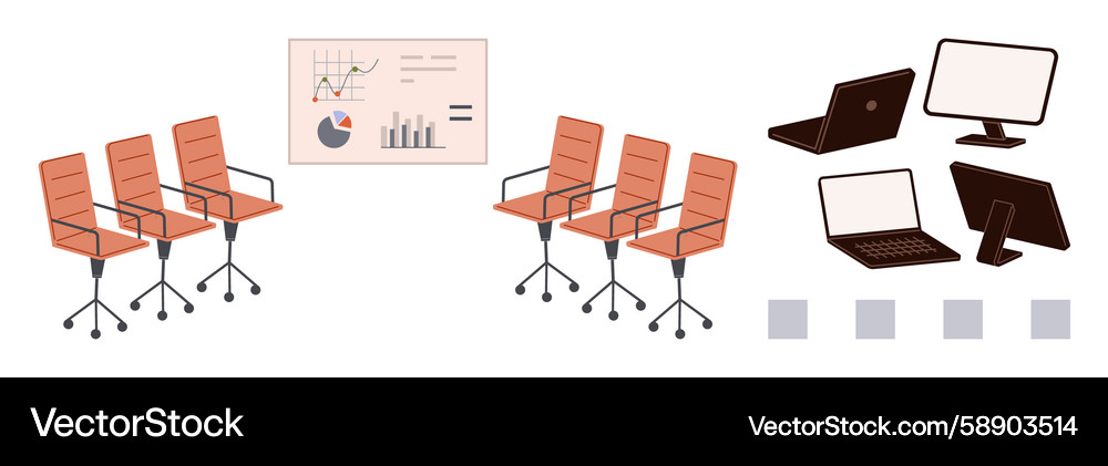 Office Workspace with Devices Vector Image