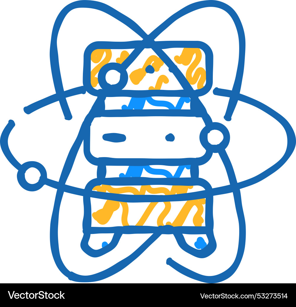 Quantum computer data server icon doodle Quantum computer data server icon doodle vector image