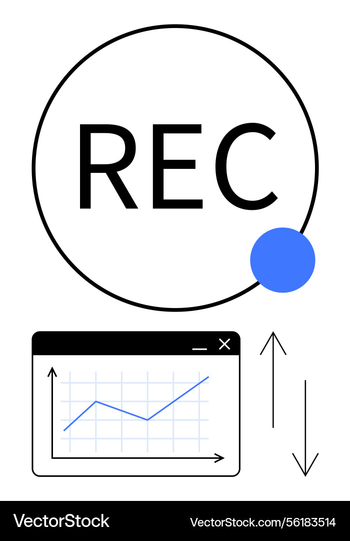 Recording indicator with graph analytics and trend Recording indicator with graph analytics and trend Vector Image