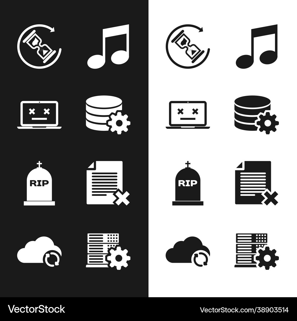 Set setting database server dead laptop waiting Set setting database server dead laptop waiting vector image
