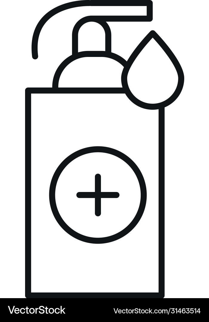 Soap dispenser and drop with cross line style icon Vector Image