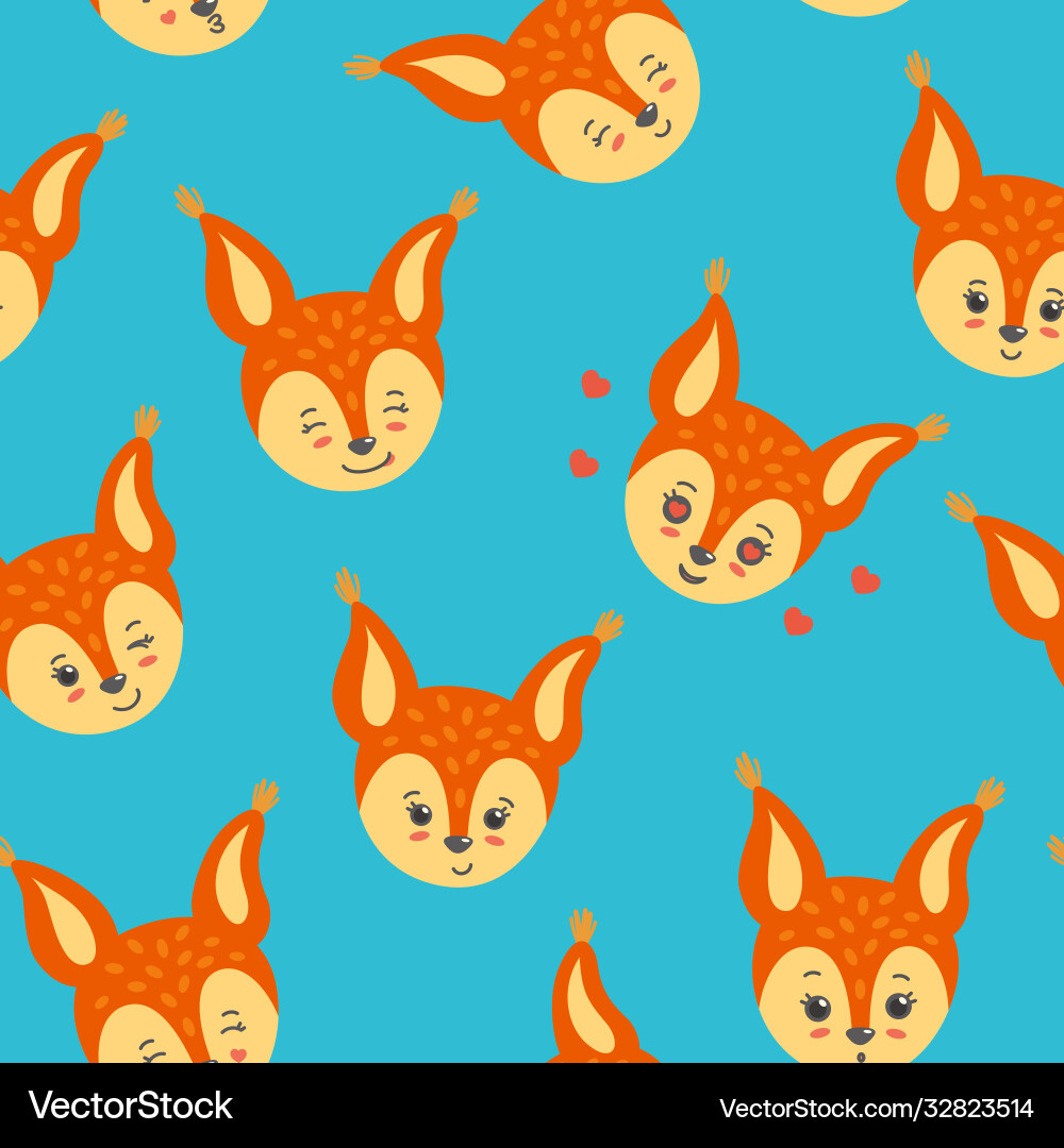 Squirrel head in a seamless pattern winking Squirrel head in a seamless pattern winking vector image