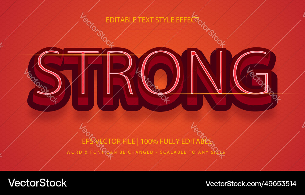 Strong editable 3d text style effect Strong editable 3d text style effect vector image