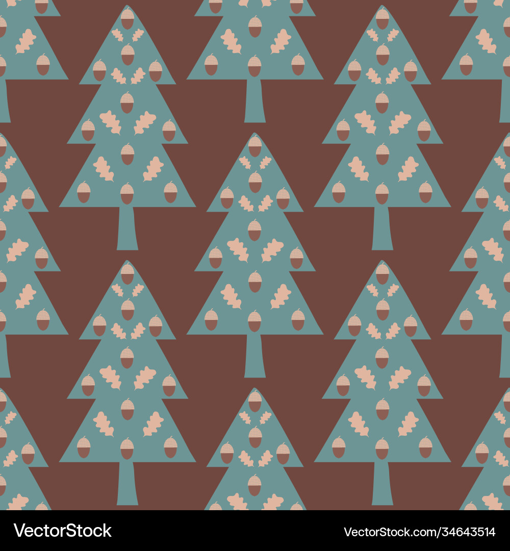 Stylized Forest Acorn Pattern Vector Image