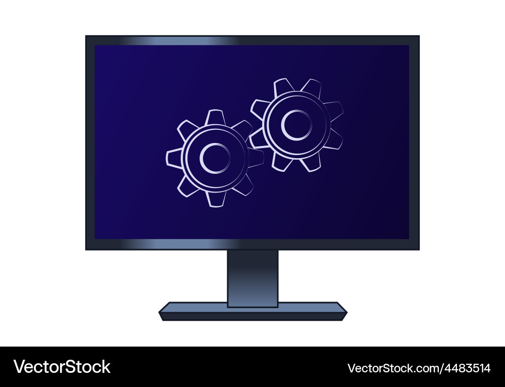 Symbol of the cogwheels on computer lcd Vector Image
