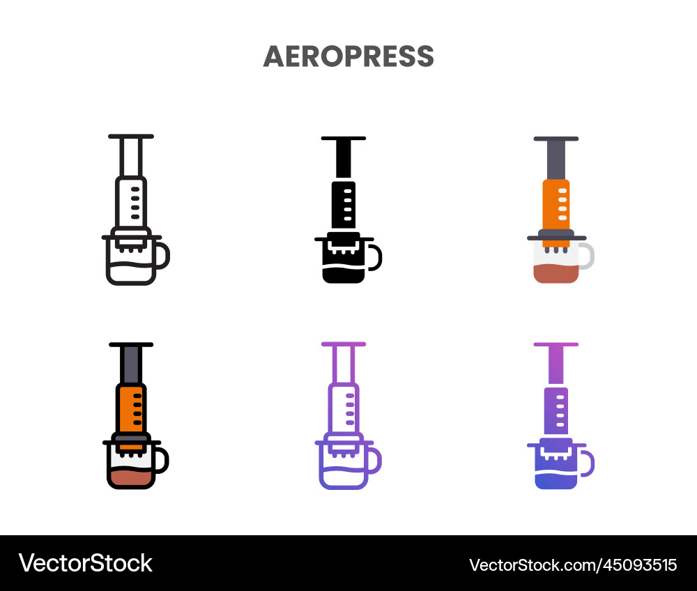Aeropress icons set with different styles Vector Image