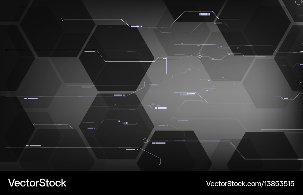 Black Hexagonal Tech Interface Vector Image