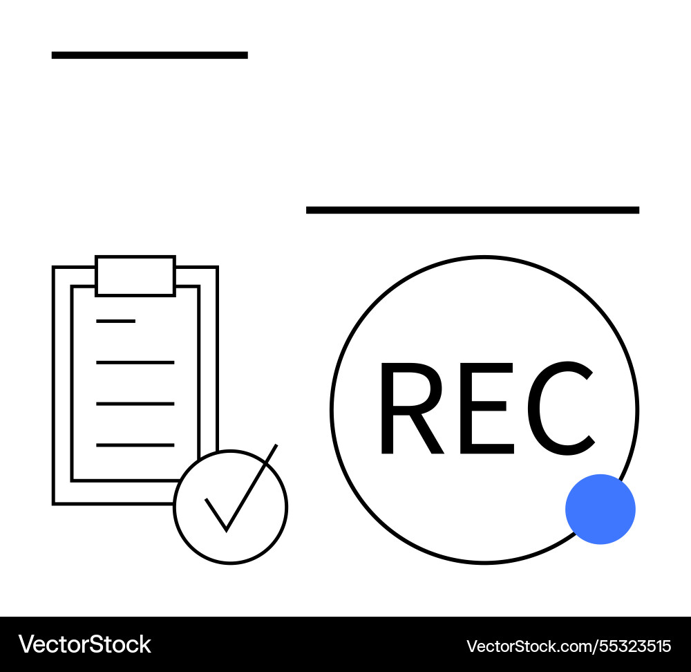 Checklist with tick mark and recording indicator Checklist with tick mark and recording indicator vector image