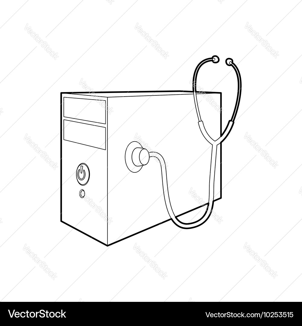 Computer system unit and stethoscope icon Vector Image