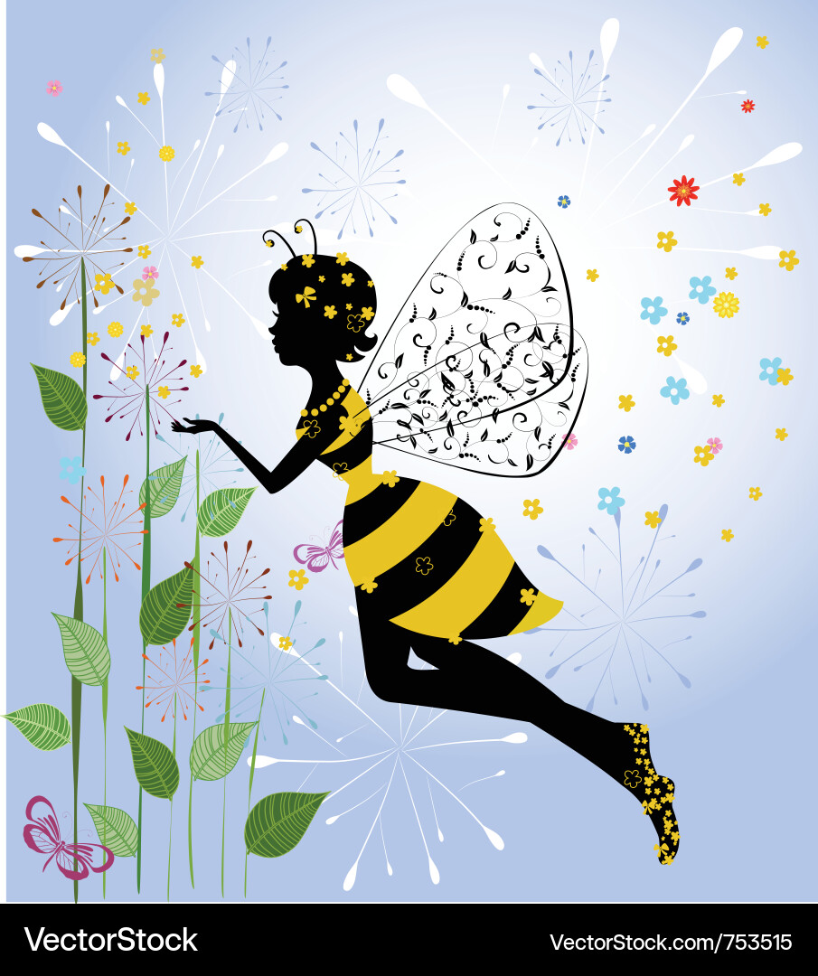 Cute Bee Fairy Girl Vector Image