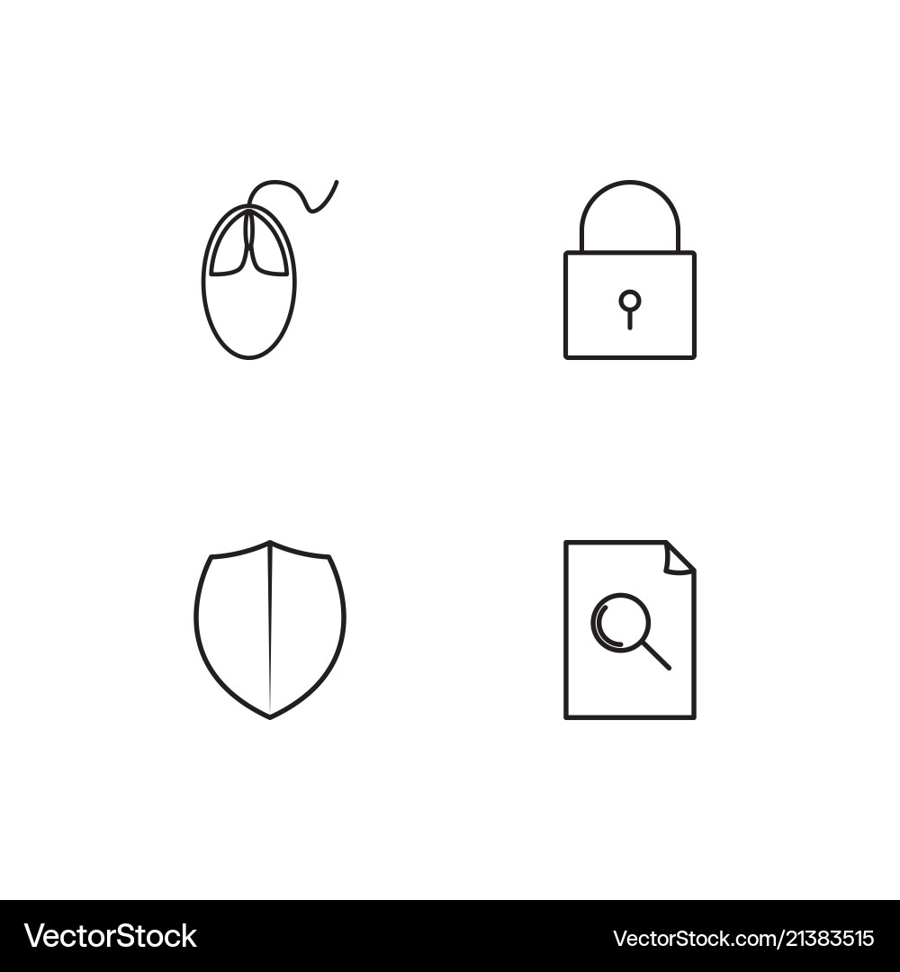 Cyber security linear icons set simple outline Vector Image