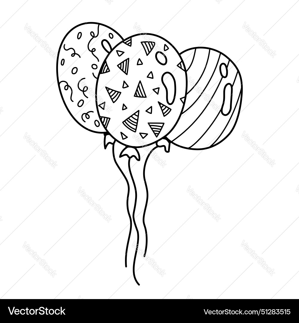 Doodle Hand gezogene Ballons auf einer Saite Doodle Hand gezogene Ballons auf einer Saite vektorbild