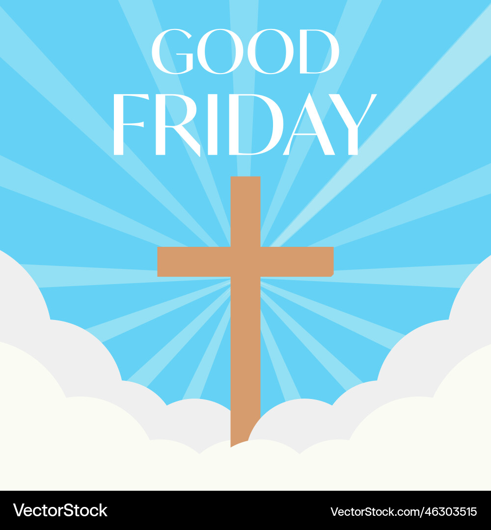 Flat design good friday with cross on clouds Flat design good friday with cross on clouds vector image