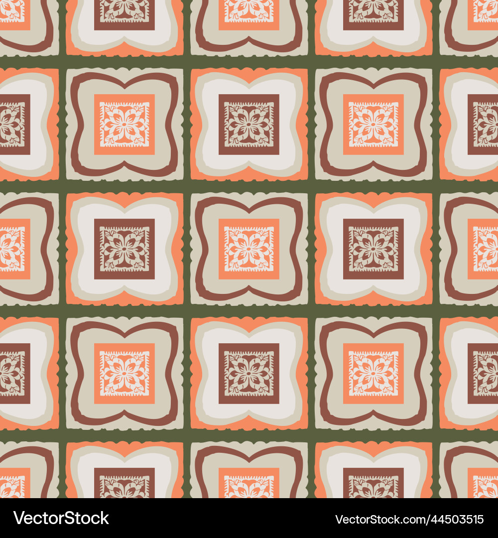 Hand drawn retro block print seamless pattern Hand drawn retro block print seamless pattern vector image