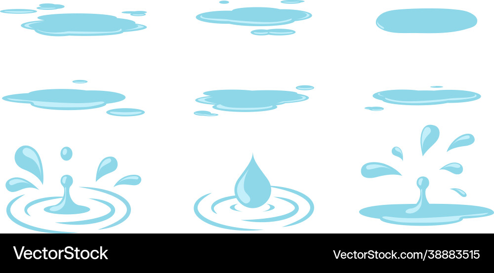 Puddle and drops water isolated puddles Puddle and drops water isolated puddles vector image