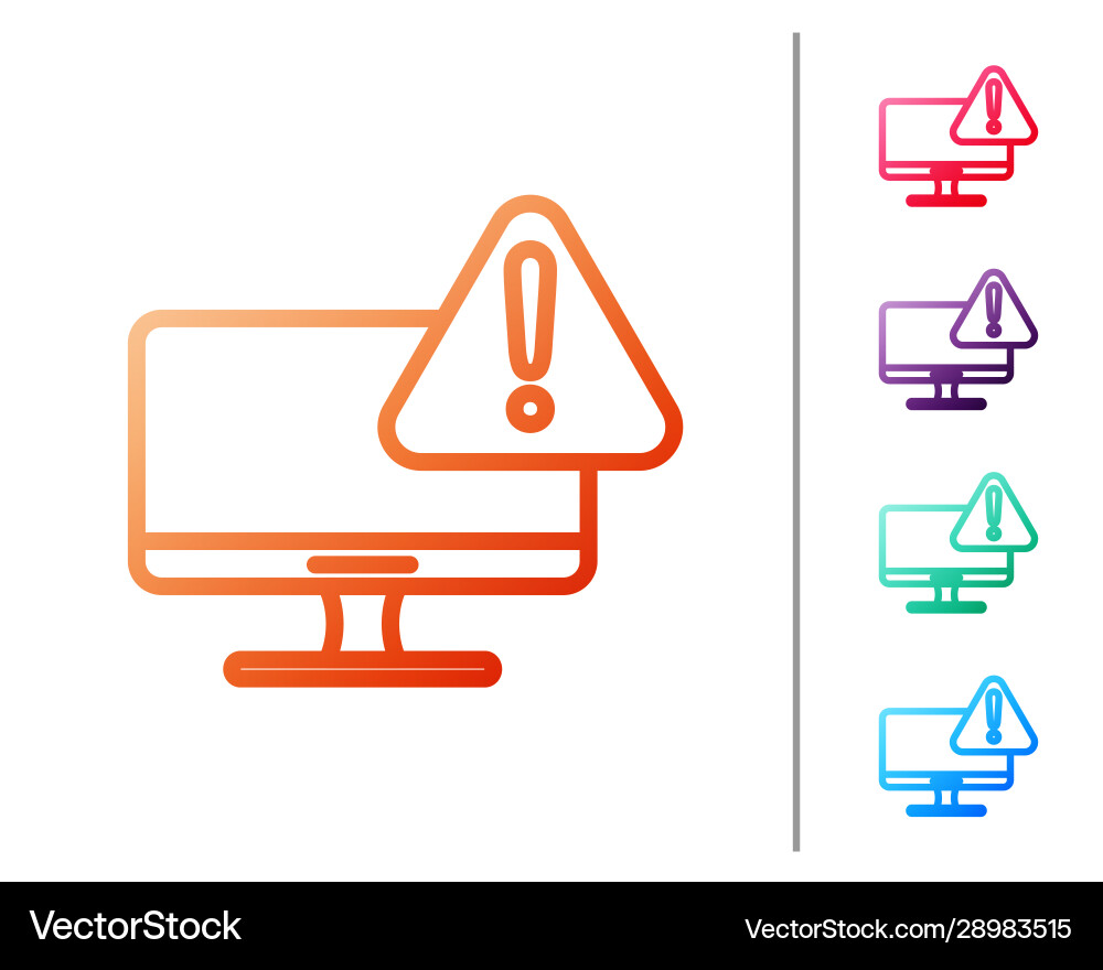 Red line computer monitor with exclamation mark Vector Image