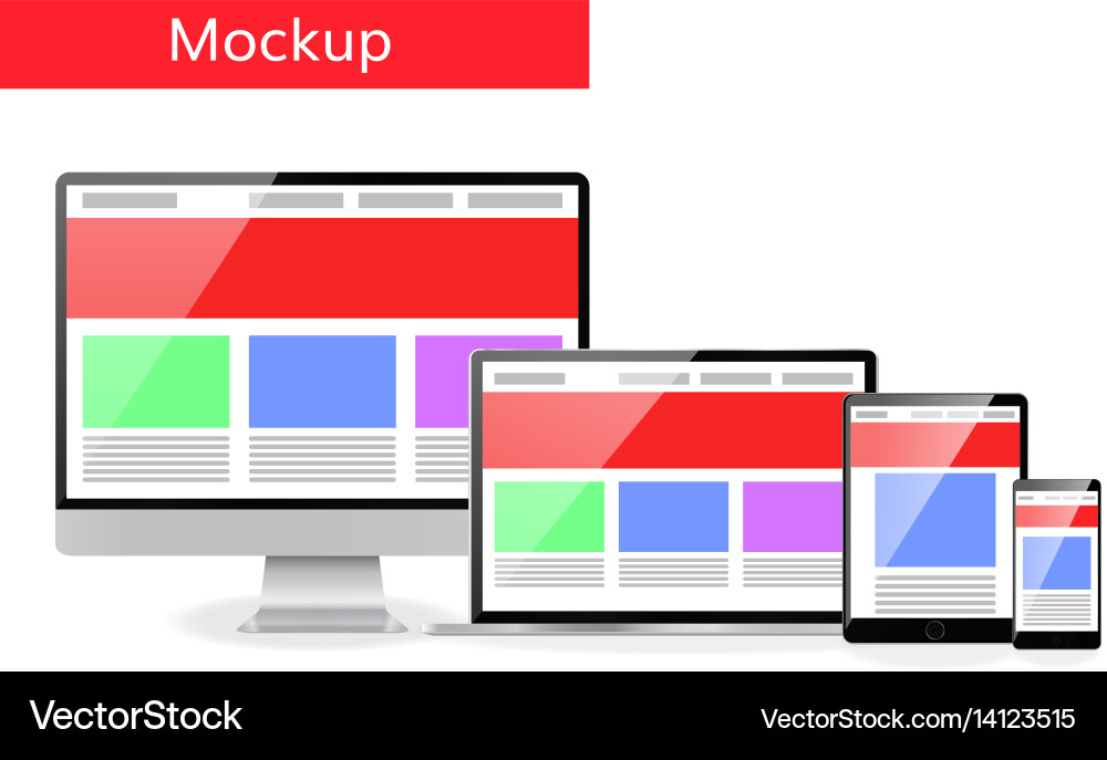 Responsive design concept computer laptop vector image