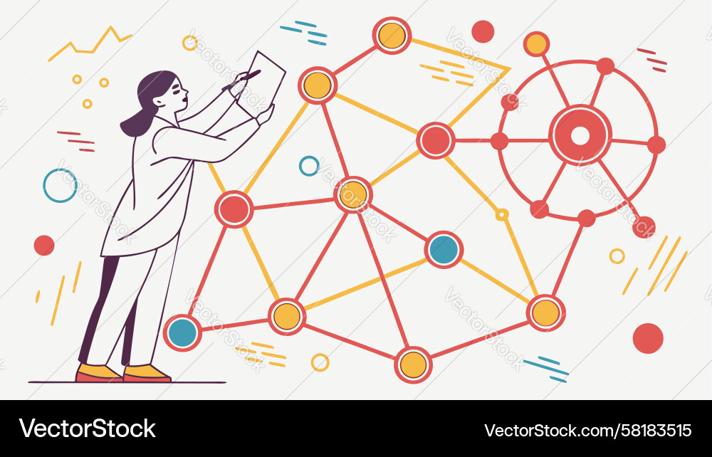 Scientist Analyzing Data Network Vector Image