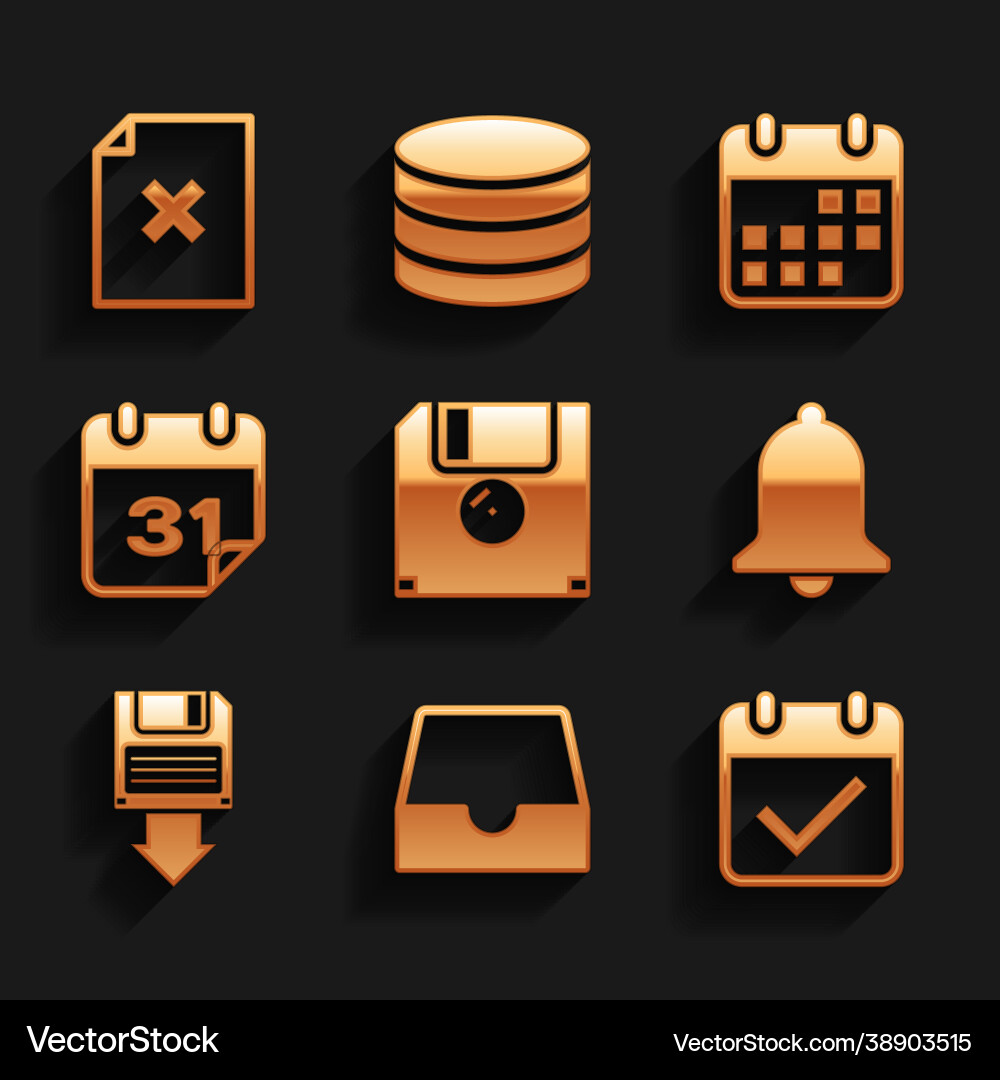 Set floppy disk social media inbox calendar vector image