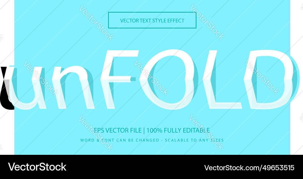 Unfold paper editable 3d text style effect Unfold paper editable 3d text style effect Vector Image