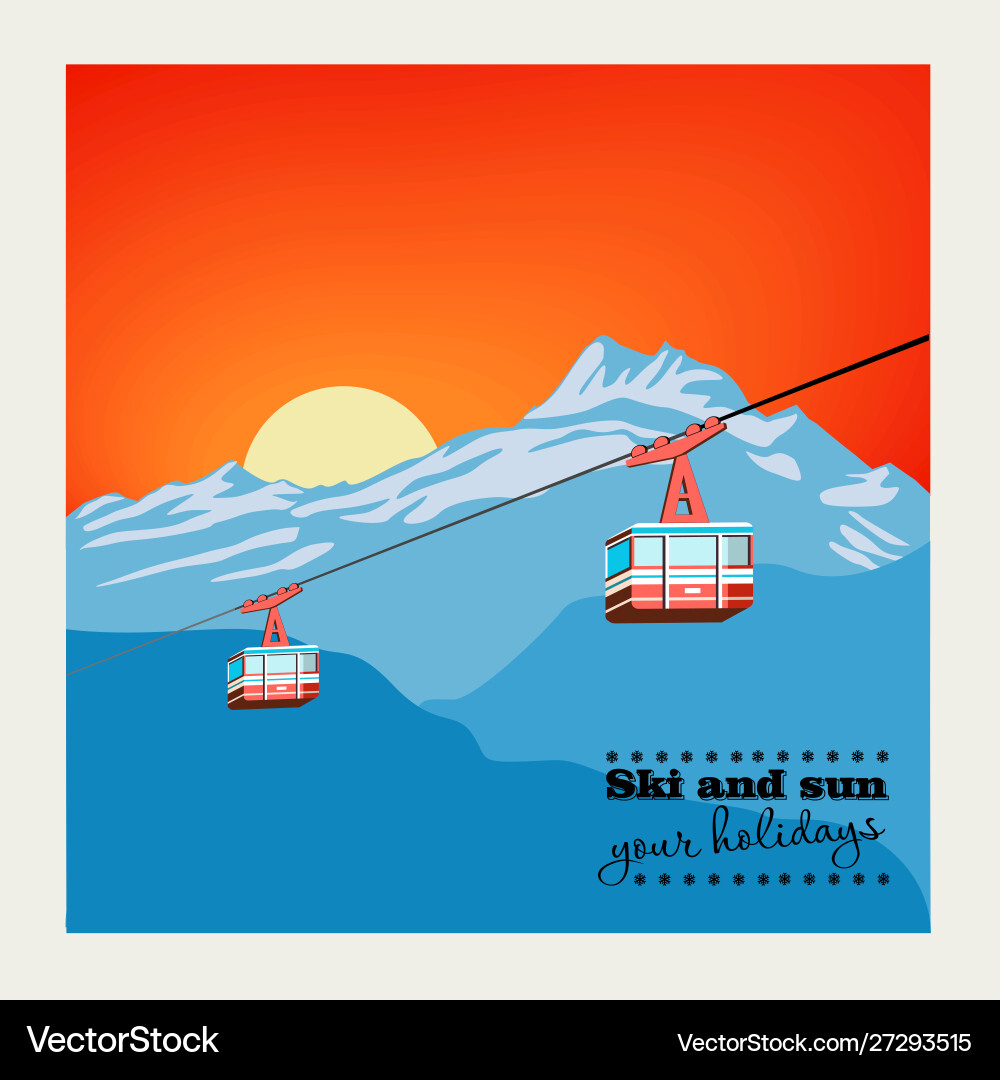 Vintage Winter Hintergrund Poster rot Skilift Vintage Winter Hintergrund Poster rot Skilift vektorbild