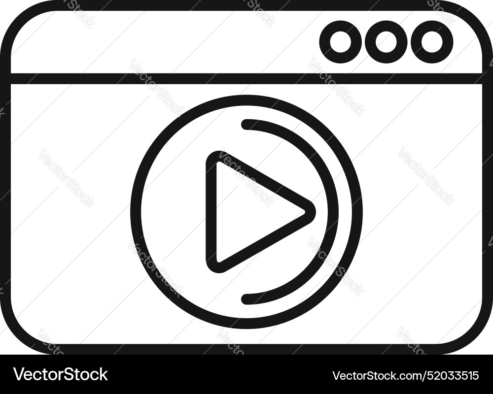 Web browser displaying video streaming service vector image