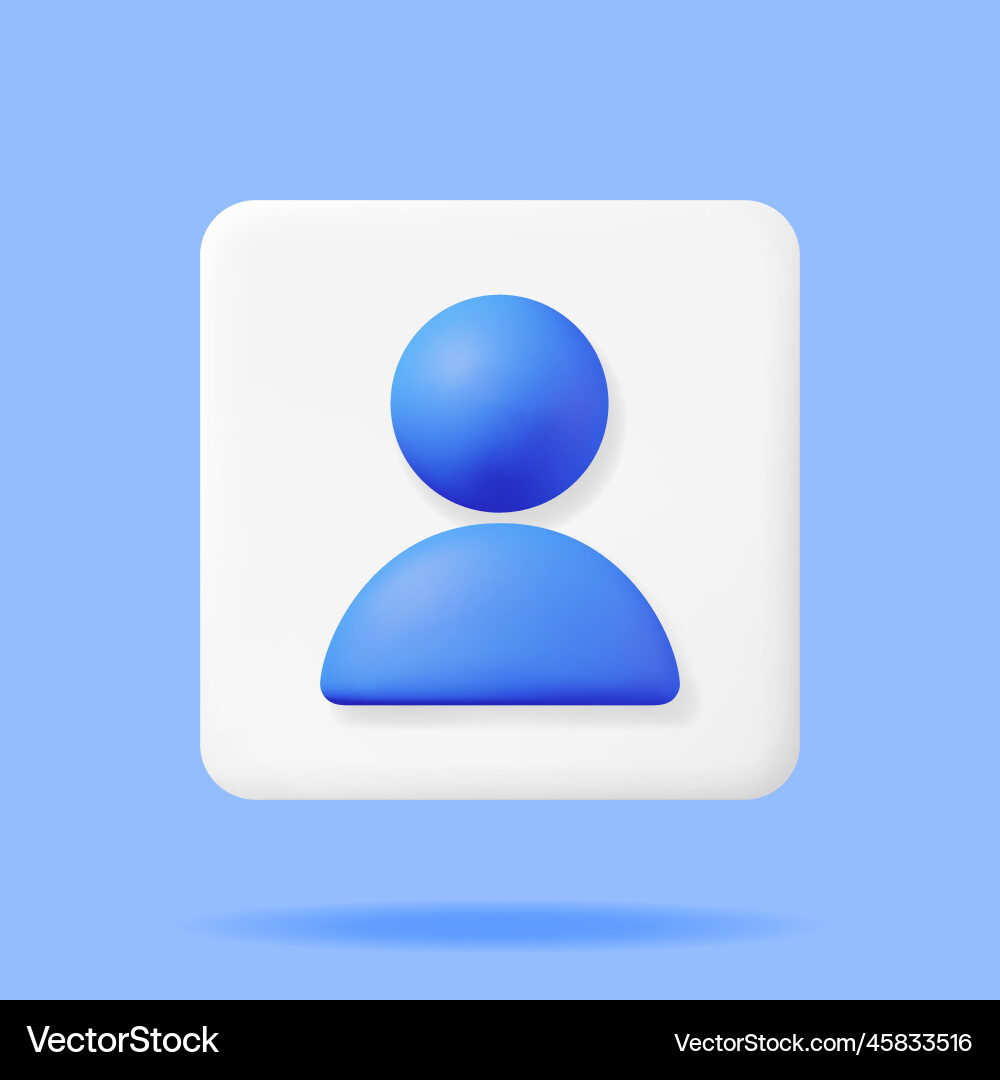 3d simple user icon isolated 3d simple user icon isolated vector image