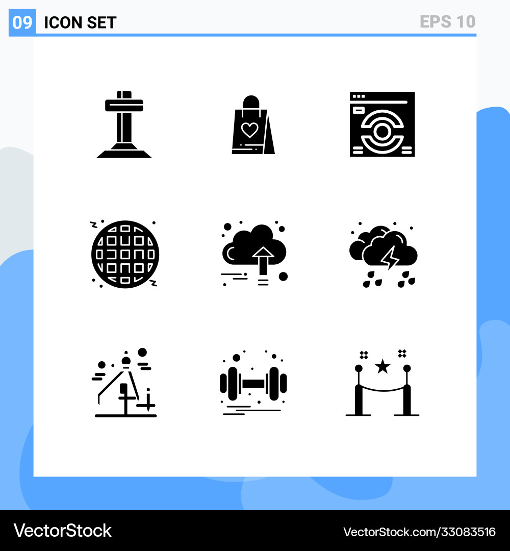 9 universal solid glyphs set for web and mobile vector image