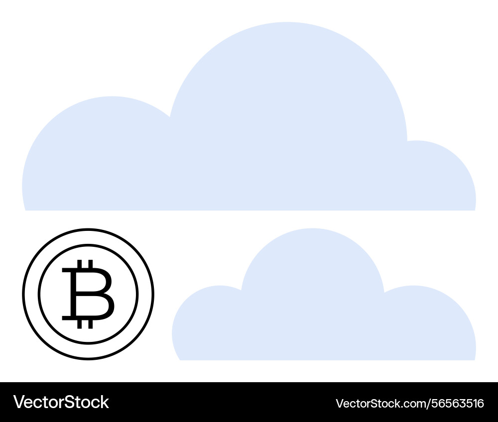 Bitcoin cloud storage concept with simplistic Bitcoin cloud storage concept with simplistic vector image