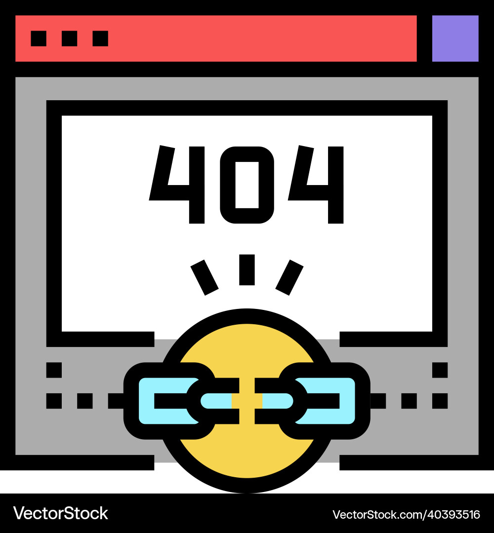 Broken link 404 error color icon Broken link 404 error color icon vector image