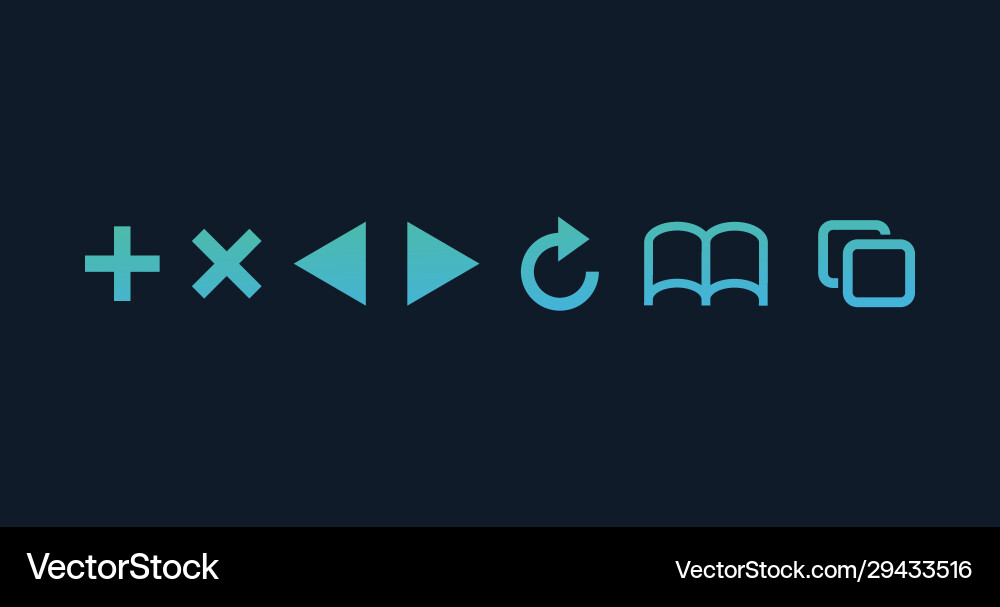 Browser icon set add remove next refresh Vector Image