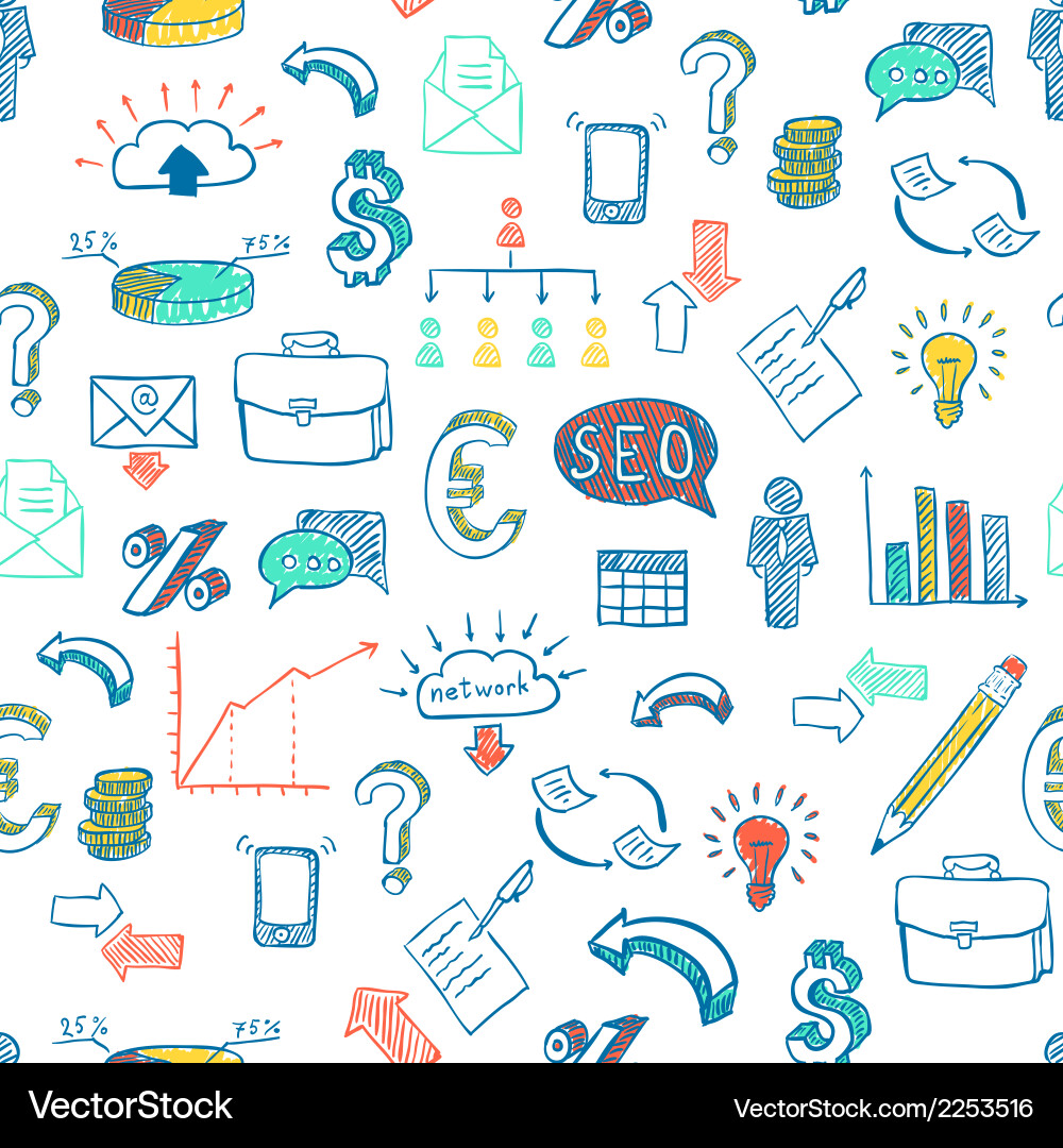 Business doodle pattern vector image