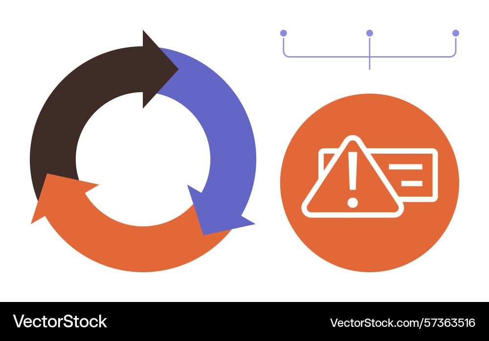 Circular process with warning alert symbol Circular process with warning alert symbol vector image
