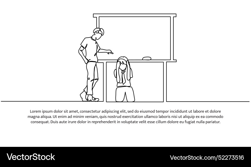 Continuous one line design of bullying in class Continuous one line design of bullying in class vector image