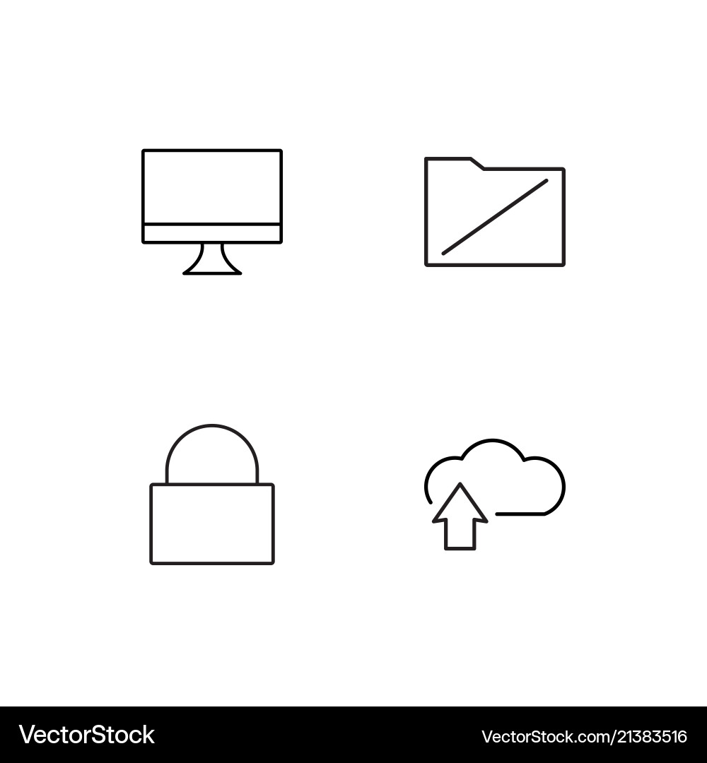 Cyber security linear icons set simple outline vector image