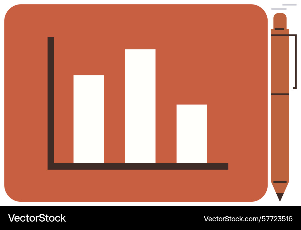 Data visualization with bar chart and pen Data visualization with bar chart and pen vector image