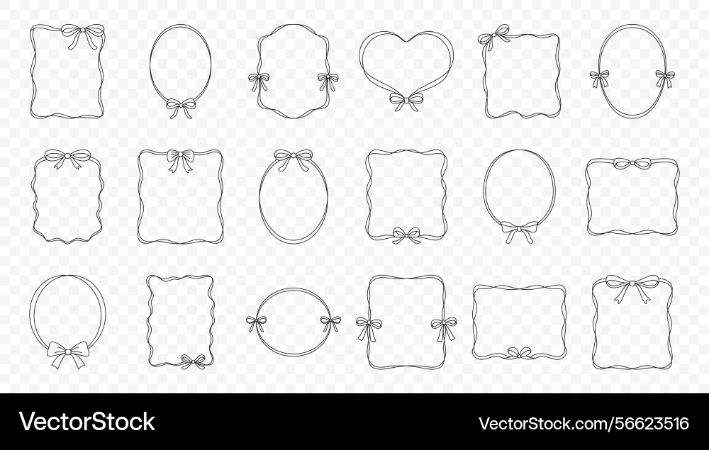 Elegant ribbon frames with bows collection Vector Image