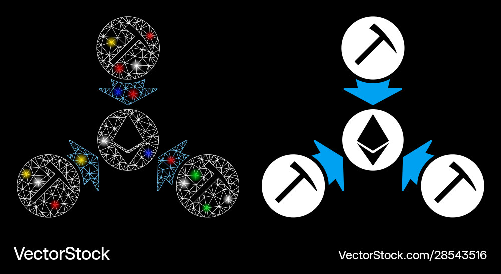 Flare mesh carcass ethereum mining pool icon Flare mesh carcass ethereum mining pool icon Vector Image