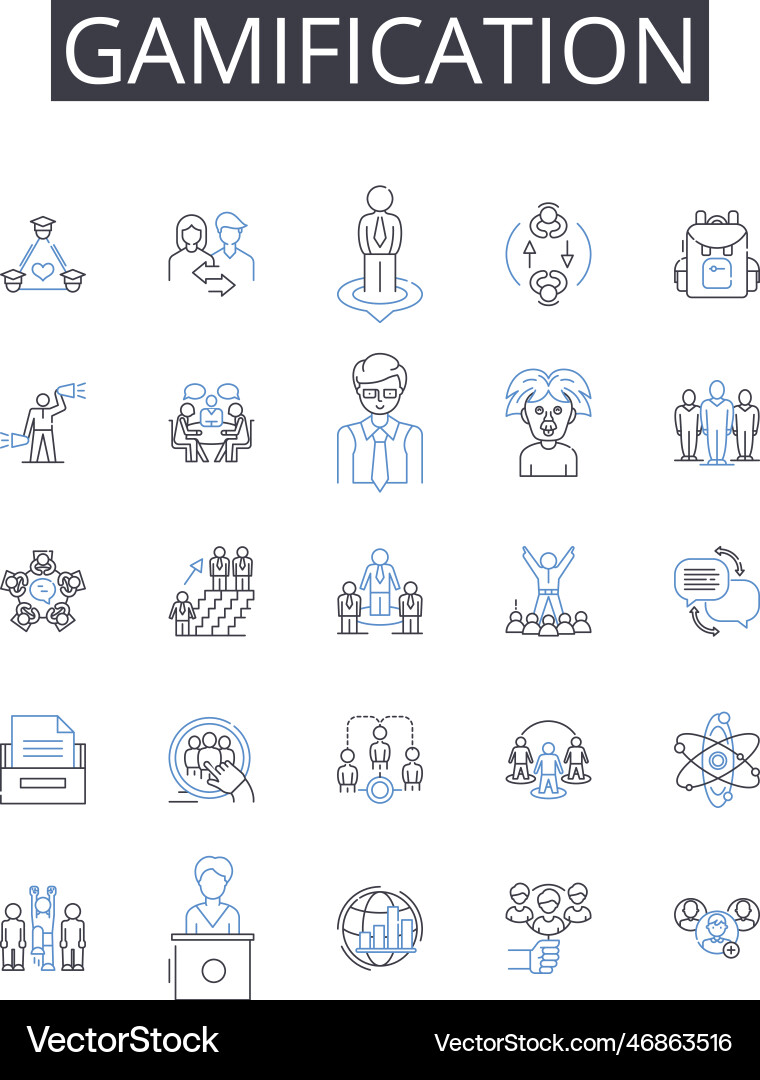 Gamification line icons collection encryption Gamification line icons collection encryption vector image