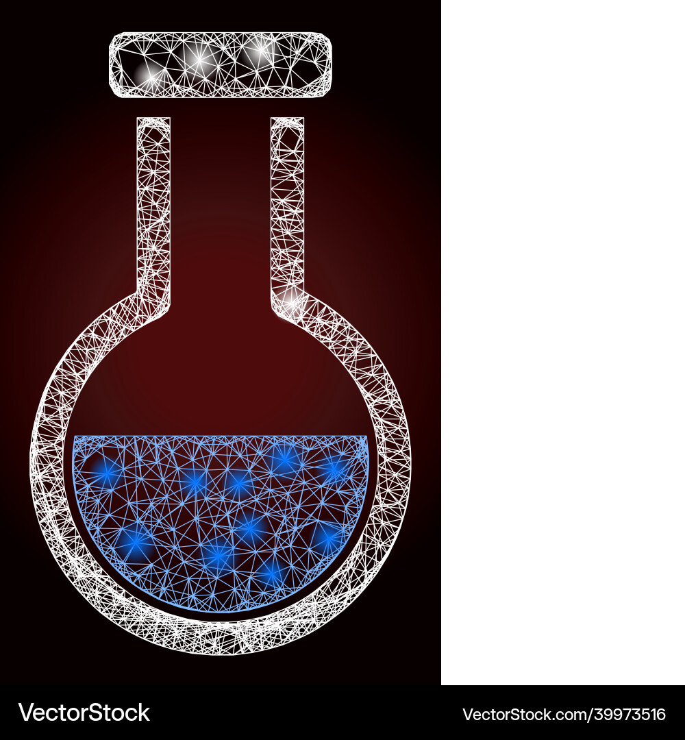 Glossy hatched mesh analysis flask with light Glossy hatched mesh analysis flask with light Vector Image