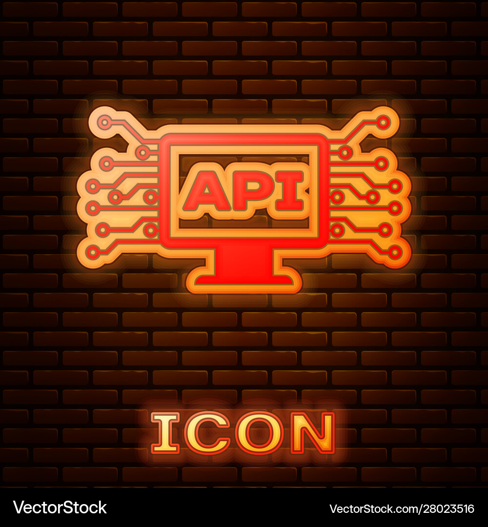 Glowing neon computer api interface icon isolated Glowing neon computer api interface icon isolated vector image
